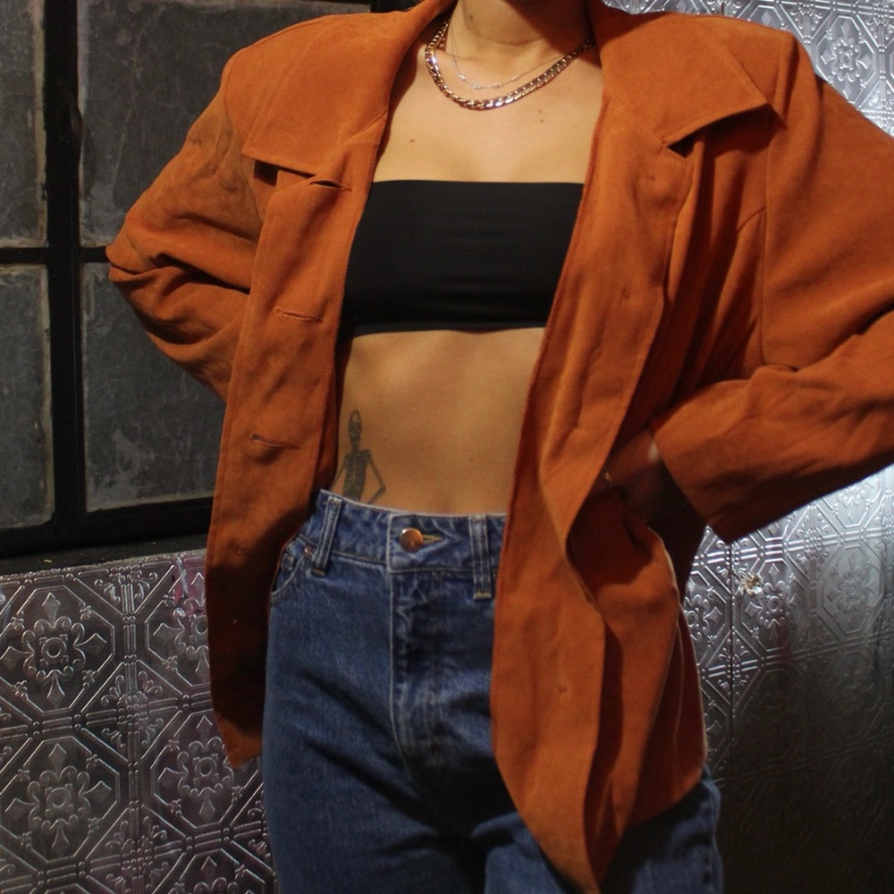 Retro Orange Button Up Blazer